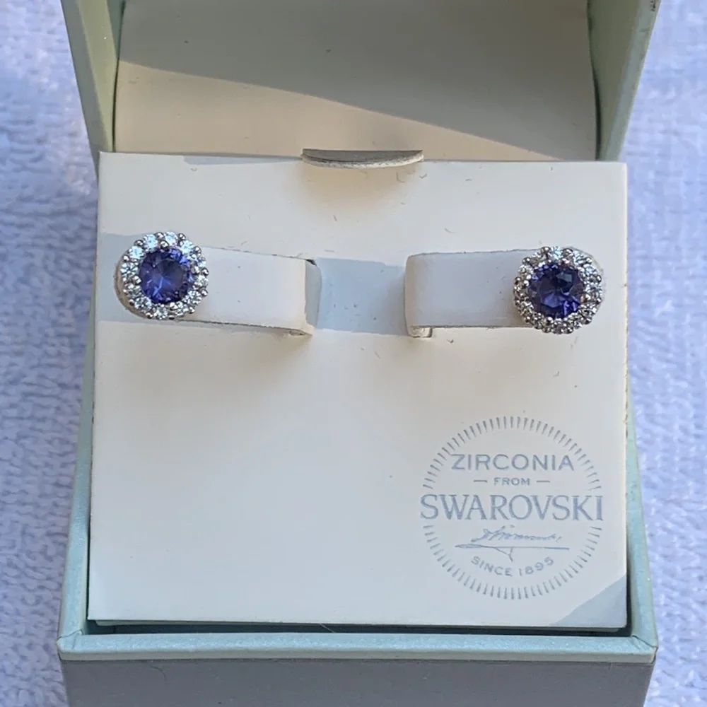 KIERA COUTURE- ZIRCONIA FROM SWAROVSKI EARRINGS-STERLING SILVER 🆕💜 - Picture 2 of 6